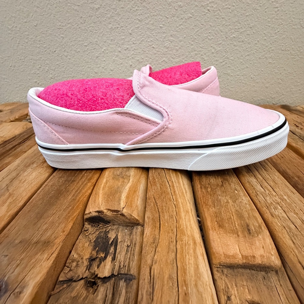 Vans Classic Slip-On Shoes Pink Canvas Low Top Skate Sneakers - Picture 2 of 6